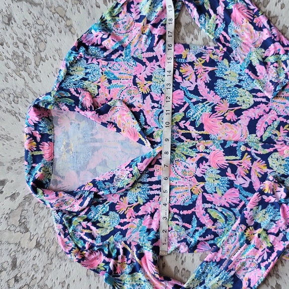 Lilly Pulitzer Oyster Bay Navy Seen and Herd Knit PJ Top SzS - Picture 4 of 7